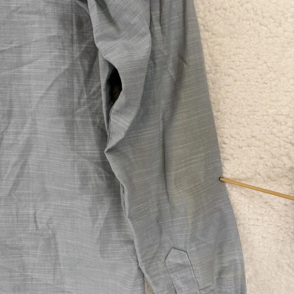 Pd&c‎ Shirt Mens Large Gray Solid Long Sleeve Button Front Dual Pocket Cotton